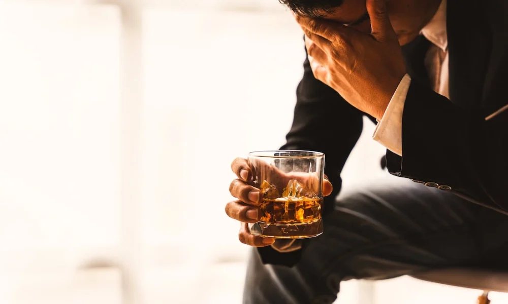 A man deals with alcohol abuse.