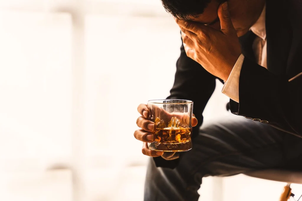 A man deals with alcohol abuse.
